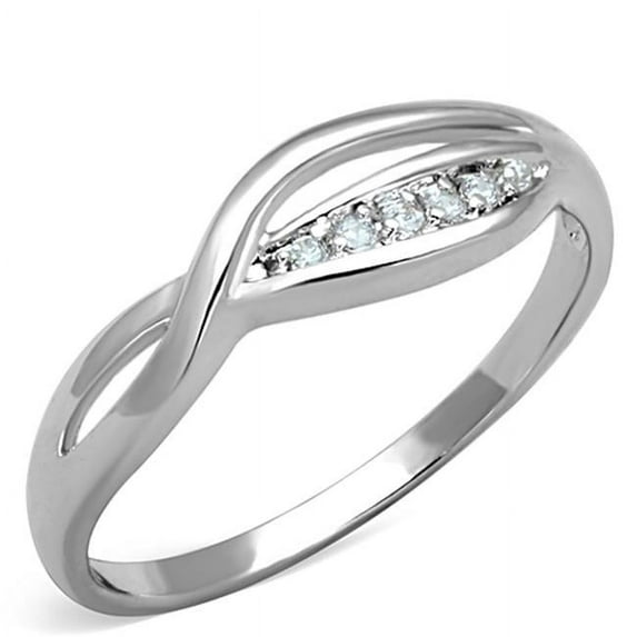 Women Rhodium Brass Ring with AAA Grade CZ in Clear - Size 7