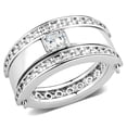 thumbnail image 1 of Women Rhodium Brass Ring with AAA Grade CZ in Clear - Size 8, 1 of 1