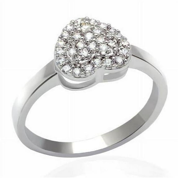 Women Rhodium Brass Ring with AAA Grade CZ in Clear - Size 8