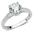 thumbnail image 1 of Women Rhodium Brass Ring with AAA Grade CZ in Clear - Size 8, 1 of 1