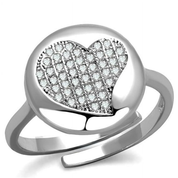 Women Rhodium Brass Ring with AAA Grade CZ in Clear - Size 8