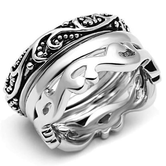Women Rhodium Brass Ring with No Stone in No Stone - Size 5