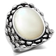 thumbnail image 1 of Women Rhodium Brass Ring with Precious Stone in White - Size 7, 1 of 1
