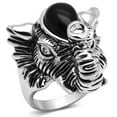 thumbnail image 1 of Women Rhodium Brass Ring with Synthetic in Jet - Size 6, 1 of 1
