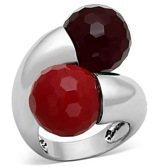 Women Rhodium Brass Ring with Synthetic in Multi Color - Size 8