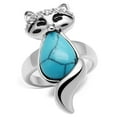 thumbnail image 1 of Women Rhodium Brass Ring with Synthetic in Sea Blue - Size 6, 1 of 1