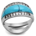thumbnail image 1 of Women Rhodium Brass Ring with Synthetic in Sea Blue - Size 7, 1 of 1