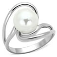 thumbnail image 1 of Women Rhodium Brass Ring with Synthetic in White - Size 5, 1 of 1