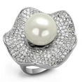 thumbnail image 1 of Women Rhodium Brass Ring with Synthetic in White - Size 6, 1 of 1