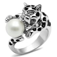 thumbnail image 1 of Women Rhodium Brass Ring with Synthetic in White - Size 8, 1 of 1