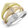 thumbnail image 1 of Women Rhodium & Gold & Rose Gold Brass Ring with AAA Grade CZ in Clear - Size 10, 1 of 1