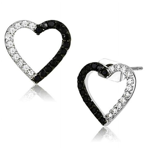 Women Rhodium & Ruthenium Brass Earrings with AAA Grade CZ in Jet
