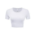 thumbnail image 1 of Women Rib Casual Slim Fit Short Sleeve Crew Neck Basic Crop T Shirt Top, 1 of 5