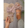 thumbnail image 1 of Women Ribbed Knit Bow Espadrille Open Toe Slide Sandals  Vacation Outdoor Polyester Flat Sandals, 1 of 7