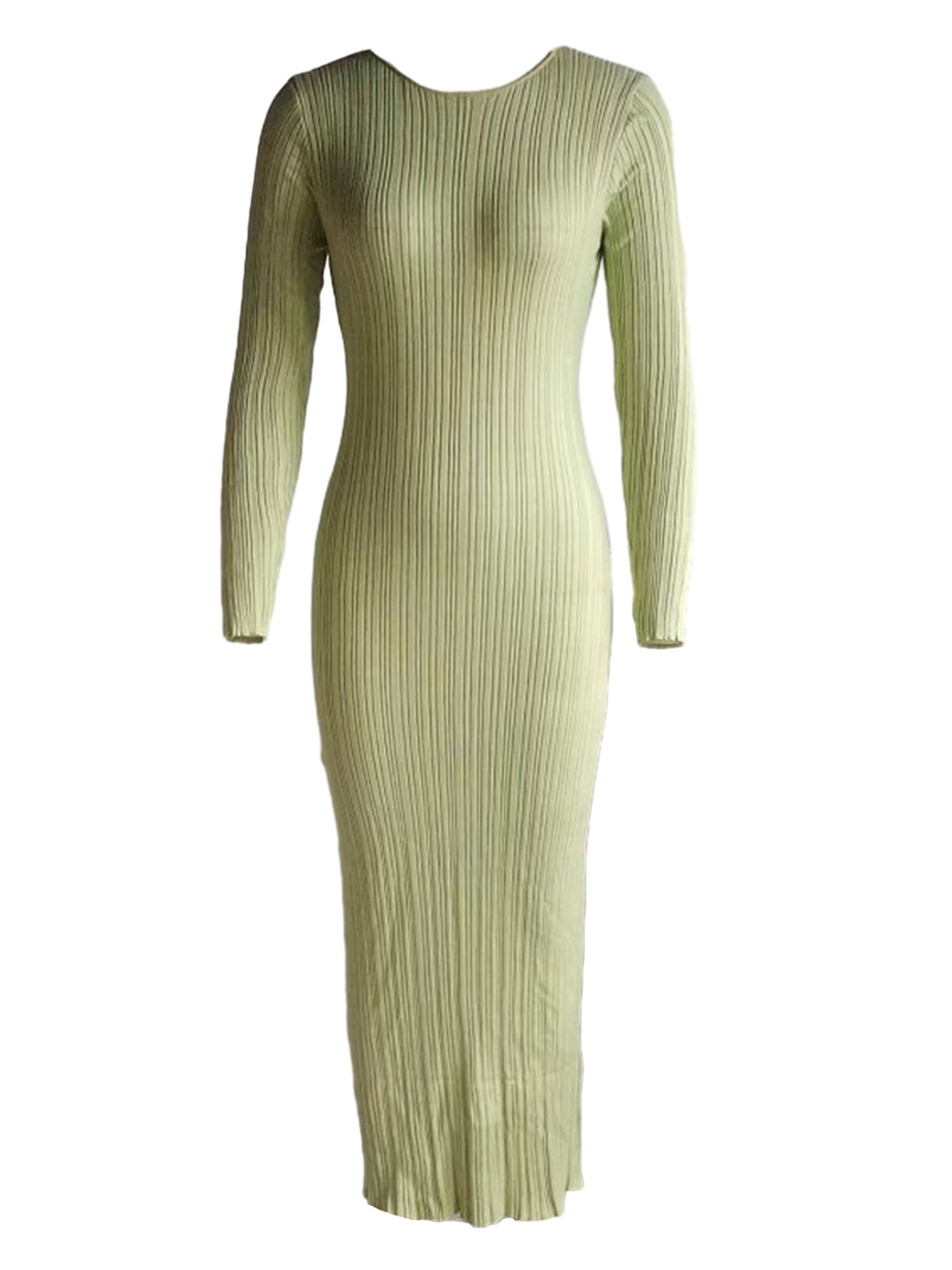 Women Ribbed Knit Maxi Dress Long Sleeve Crew Neck Bodycon Dress Fall  Winter Party Dresses Streetwear - Walmart.com
