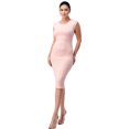 thumbnail image 1 of Women Ribbed Midi Dress Sleeveless Round / Crew Neck Light Pink XL, 1 of 4