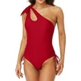 thumbnail image 1 of Women Ribbed One Piece Swimsuits Tie Side High Cut Bathing Suits Padded Monokinis, 1 of 7