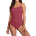 thumbnail image 1 of Women Ribbed One Piece Swimsuits Tie Side High Cut Bathing Suits, 1 of 8