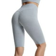 thumbnail image 1 of Women Ribbed Seamless Biker Shorts Leggings High Waisted Drawstring Athletic Workout Gym Yoga Short Pants, 1 of 3