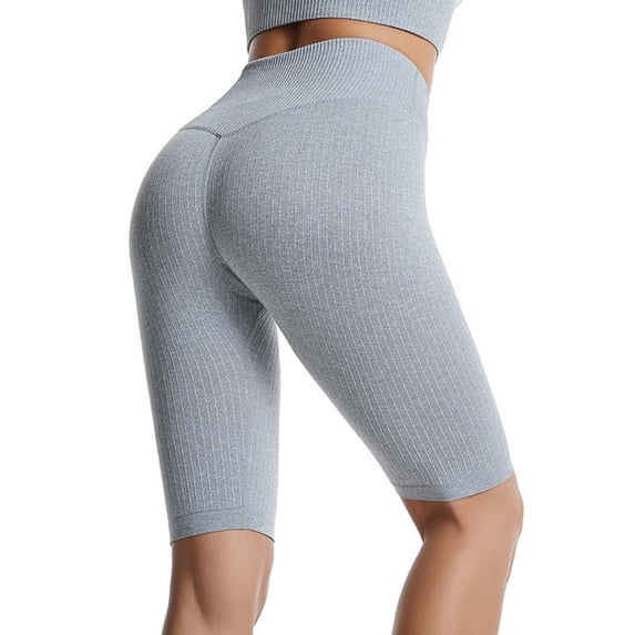 Women Ribbed Seamless Biker Shorts Leggings High Waisted Drawstring Athletic Workout Gym Yoga Short Pants