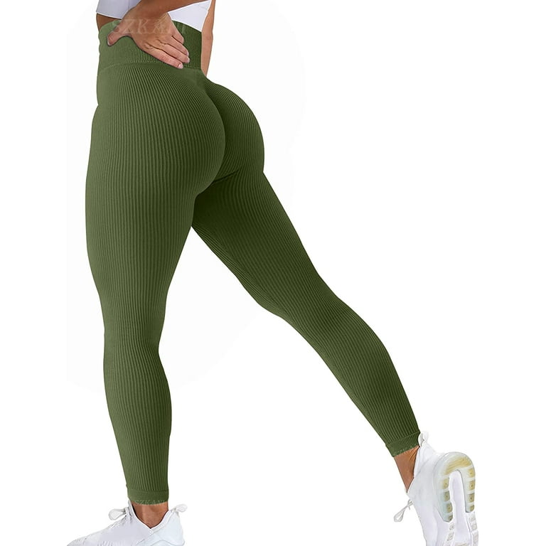 QOQ Women's Seamless Leggings High Waist Gym Running Vital Yoga Pants Butt  Lift Workout Tights Tummy Control, #1 Smile Contour Green, XS price in UAE,  UAE