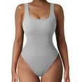 thumbnail image 1 of Women Ribbed Sexy Bodysuit Sleeveless Square Neck Padded Tank Top, 1 of 3