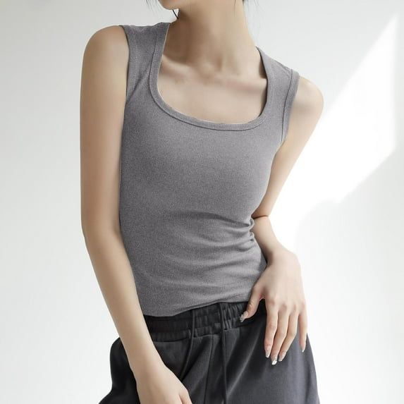 Women Ribbed Square Neck Tank Tops Backless Sleeveless Tops Basic Shirts Summer Tops Solid Color Tops for Women Short Sleeve Tops Long Sleeve for Women Womens Short Sleeve Shirts Plain Women Long