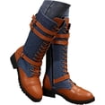 thumbnail image 1 of Women Riding Boots, Mid Calf Combat Boots, Winter Lace Up Gothic Motorcycle Boot with Inside Zipper Non Slip Outsole, 1 of 7