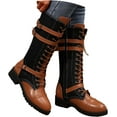 thumbnail image 1 of Women Riding Boots, Mid Calf Combat Boots, Winter Lace Up Gothic Motorcycle Boot with Inside Zipper Non Slip Outsole, 1 of 8