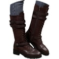 thumbnail image 1 of Women Riding Boots, Mid Calf Combat Boots, Winter Lace Up Gothic Motorcycle Boot with Inside Zipper Non Slip Outsole, 1 of 7