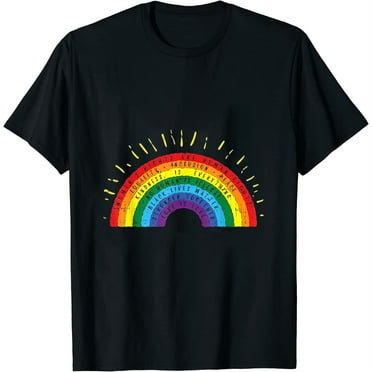 Women Rights Equality Love Rainbow Words Gay Pride Flag LGBT T-Shirt Black Small