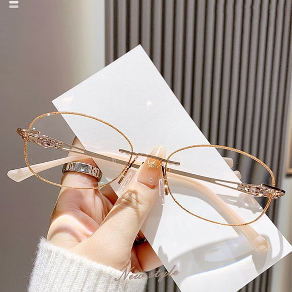 Women Rimless Anti-blue Light Reading Glasses 2.00 Ultralight Bling Rose Gold Rectangle Readers +2.00 Strength