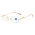 thumbnail image 1 of Women Rimless Blue Light Blocking Reading Glasses 1.00, Ladies Rectangle Metal Gold Presbyopia Glasses Readers +1.00 strength, 1 of 8