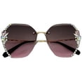 thumbnail image 1 of Women Rimless Sunglasses Outdoor UV Protection Stylish Gradient Lens Crystal Sunglasses, 1 of 7