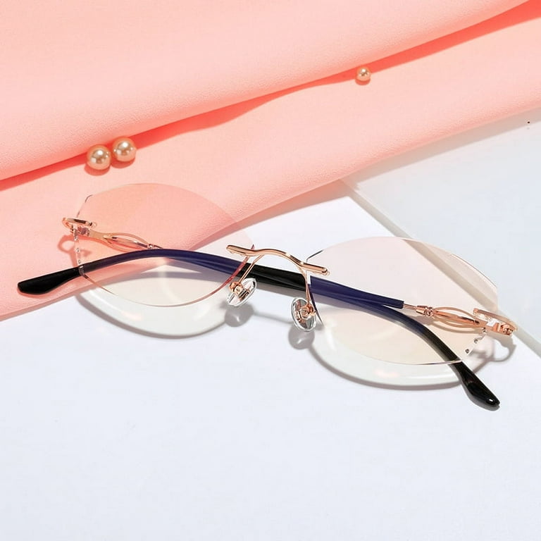 Women Rimless Tinted Reading Glasses Blue Light Blocking Elegant
