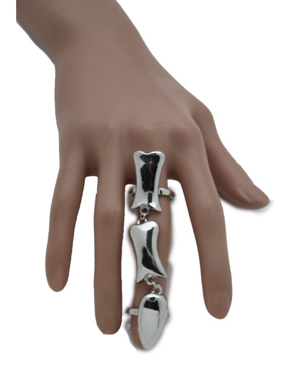 Women Ring Fashion Jewelry Silver Metal Skeleton Bones Finger Skull Pirate 7.5