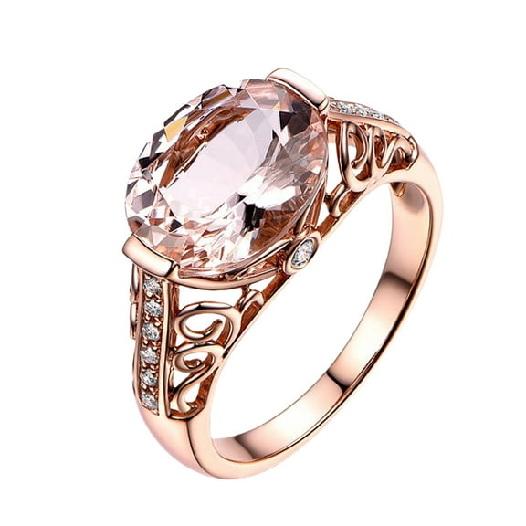 Women Ring Faux Morganite Hollow Out Jewelry Electroplating Long Lasting Finger Ring Engagement Promise Ring