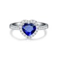 thumbnail image 1 of Women Ring Heart Shaped Blue Gemstone White Copper European American Wave Design Sizes 5 6 7 8 9 10 Royal Blue, 1 of 2