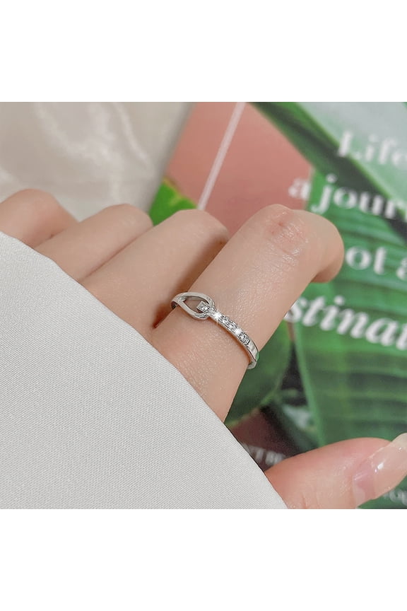 Women Ring Hollow Out Japan Korean Style Shiny Rhinetones Finger Ring for Wedding Party Banquet