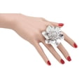 thumbnail image 1 of Women Ring Silver Metal Elastic Band Fashion Flower Rose, 1 of 14