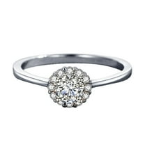 Women Ring Small Diamond Zircon Index Finger Bud Design White Gold Plated Fashion Jewelry Gift Elegant Sparkly