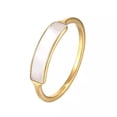 thumbnail image 1 of Women Ring Stainless Steel Gold Rose Gold Female White Shell Fashion Ring Sz 6-9, 1 of 5