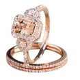 thumbnail image 1 of Women Rings,Clearance Gorgeous 18K Rose Gold Filled Morganite Ring Engagement Bridal Women Jewelry Set Size 11, 1 of 6
