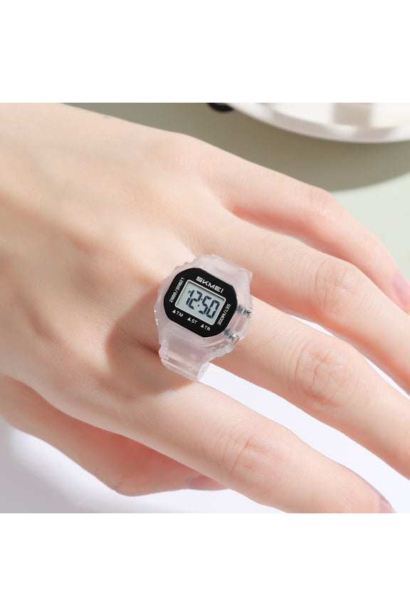 Women Rings Finger Watches Chronograph LED Party Digital Plastic Watches Lady Jewelry Rings Hole Cannot Be Adjusted