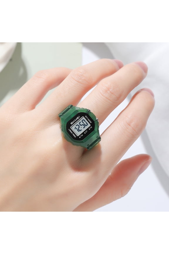 Women Rings Finger Watches Chronograph LED Party Digital Plastic Watches Lady Jewelry Rings Hole Cannot Be Adjusted