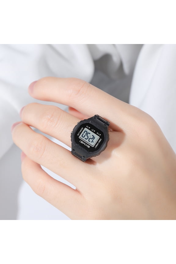Women Rings Finger Watches Chronograph LED Party Digital Plastic Watches Lady Jewelry Rings Hole Cannot Be Adjusted