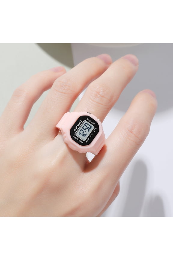 Women Rings Finger Watches Chronograph LED Party Digital Plastic Watches Lady Jewelry Rings Hole Cannot Be Adjusted