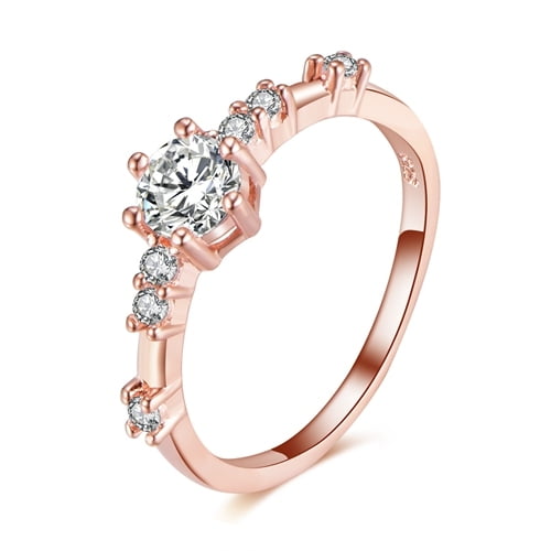 Women Rings Jewelry Accessories Rose Gold Silver Color Wedding Engagement Ring Jewellery Fashion Zircon Rings Fine Metal Ring