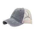 thumbnail image 1 of Women Ripped Anti UV Mesh Ponytail Hat Adjustable Breathable Sports Baseball Cap, 1 of 8