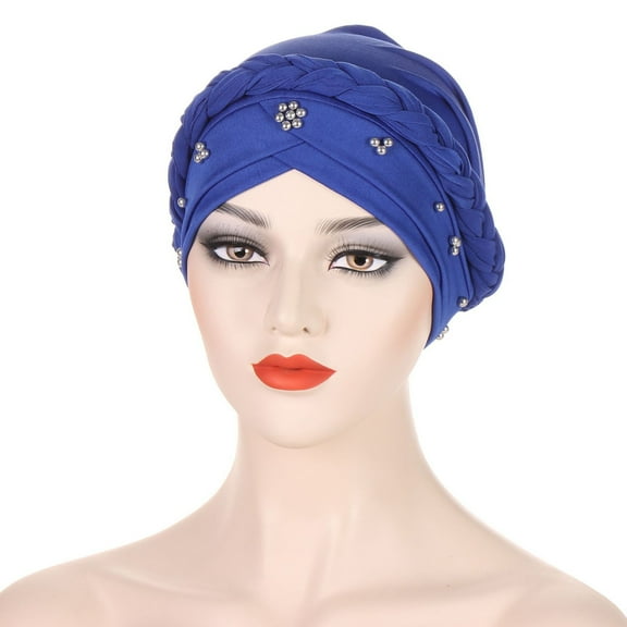 Women Rivet Braided Stretch Beanie Turban Hat Headwear Hair Wrap Headwrap Cap